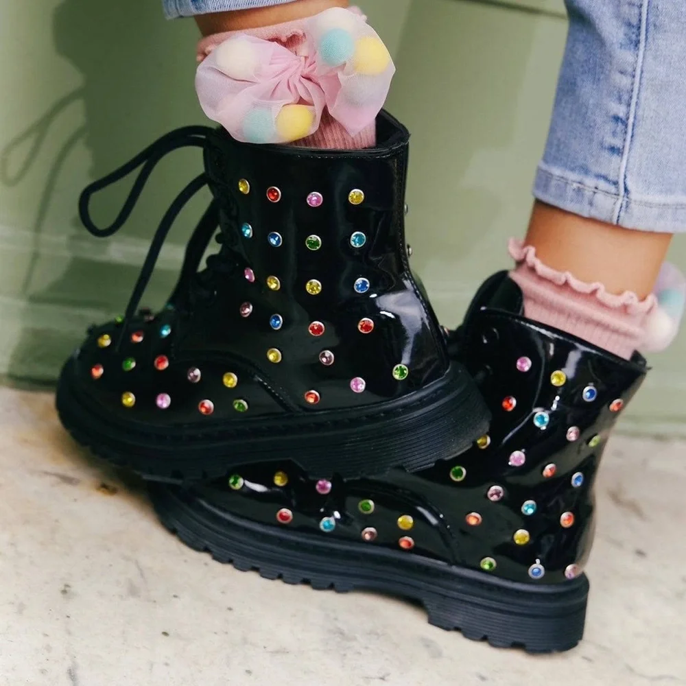 Lola + the boys rainbow crystal boots toddler 9 (25) Run a size Small - Picture 2 of 10